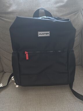 Hunter Black Backpack with Red Zipper Accent